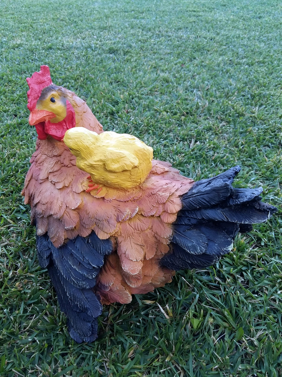 Садовая фигура "Курица с цыпленком рыжая" H-22см - фото 3 - id-p533983482