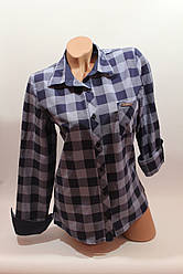 Жіночі сорочки в карту 1 кишенька оптом VSA джинс