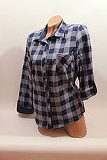 Жіночі сорочки в карту 1 кишенька оптом VSA джинс, фото 2