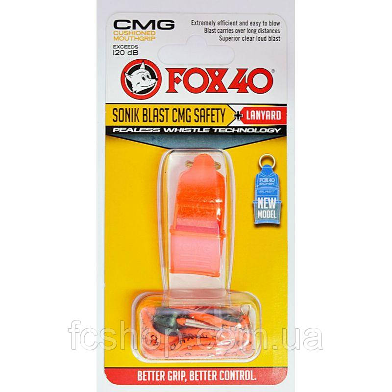Свисток FOX40 Sonik Blast CMG зі шнурком 9203-0308, Жовтогарячий, Розмір (EU) — 1SIZE