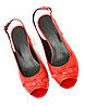Жіночі червоні шкіряні босоніжки на стійкому каблуці, фото 5