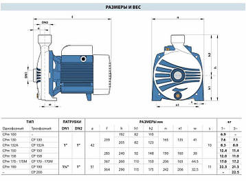 Відцентровий Насос Pedrollo CPm 100, 250 Вт, 3.6 м3/год, 16 м, фото 2