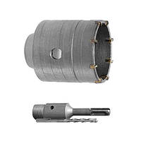 Комплект: свердло корончате по бетону 55 мм+Перехідник SDS Plus 100мм INTERTOOL SD-7055