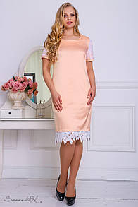 Атласне персикове плаття великого розміру 2207 Seventeen 50-56 розміри 