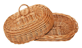 Хлібниця плетена з лози овальна з кришкою, фото 2
