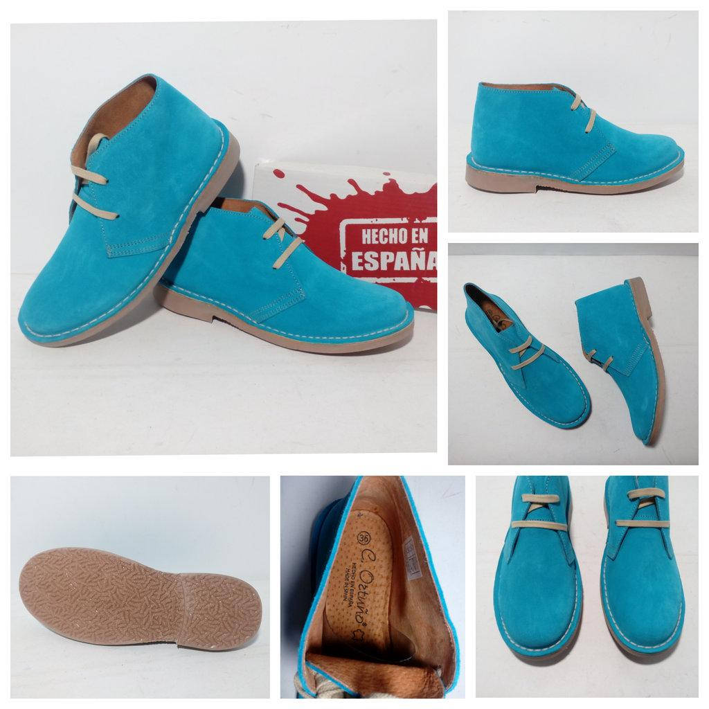 

Яркие испанские голубые замшевые ботинки дезерты, Голубой