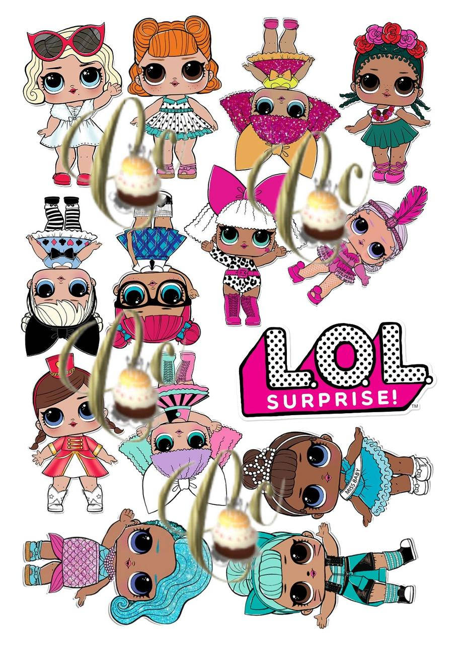 

Печать вафельной (рисовой) или сахарной картинки куклы ЛОЛ / dolls LOL на топперы, пряники, торт