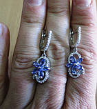 Срібні сережки з натуральними танзанітами "Астра осінь", фото 5