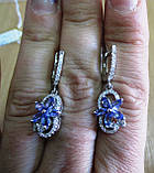Срібні сережки з натуральними танзанітами "Астра осінь", фото 7