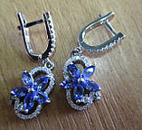 Срібні сережки з натуральними танзанітами "Астра осінь", фото 8