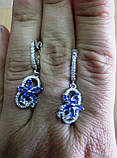 Срібні сережки з натуральними танзанітами "Астра осінь", фото 2
