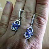 Срібні сережки з натуральними танзанітами "Астра осінь", фото 9