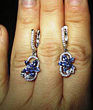 Срібні сережки з натуральними танзанітами "Астра осінь", фото 4