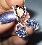 Срібні сережки з натуральними танзанітами "Астра осінь", фото 10