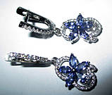 Срібні сережки з натуральними танзанітами "Астра осінь", фото 6