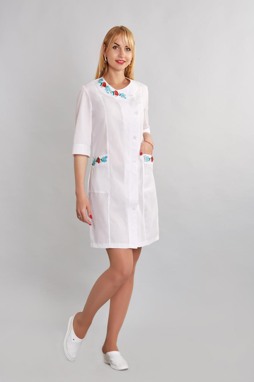 Жіночий медичний халат Венеція білий - Халат для косметолога