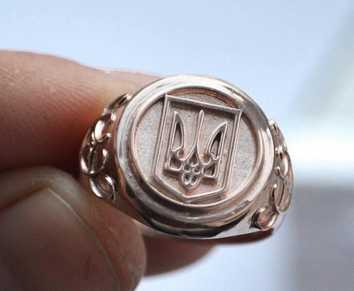 Кольцо серебряное с Гербом Украины Тризуб . - фото 5 - id-p533852182