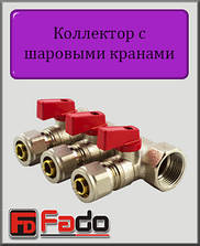 Колектор з кульовими кранами Fado 1"х16 на 2 виходи (з фітингом)
