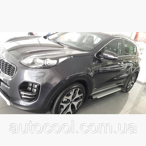Бічні пороги майданчик Kia Sportage 2016+ г. Allmond Grey