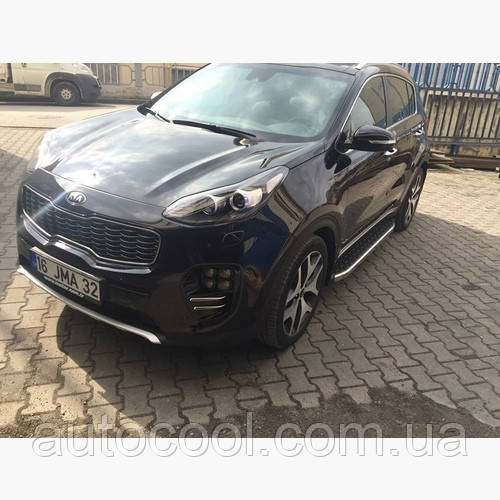 Бічні пороги майданчик Kia Sportage 2016+ г. Black Line, фото 1