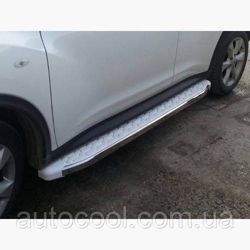 Бічні пороги майданчик Kia Sportage 2016+ г. White Line, фото 1