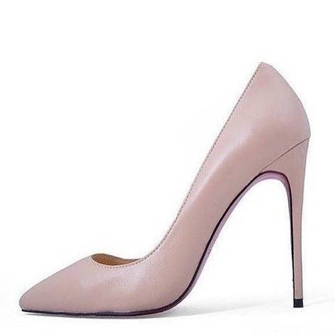 Жіночі бежеві шкіряні туфлі човника з червоною підошвою Louboutin So Kate 13 cm beige Лабутени, фото 1