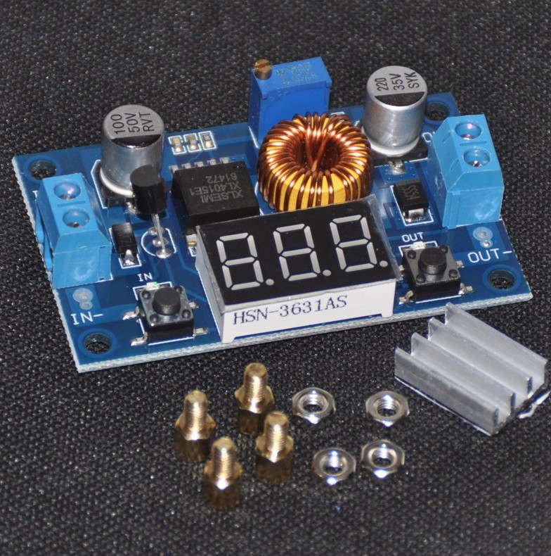 T34 Регульований понижуючий імпульсний модуль живлення XL4015 з вольтметром 75 Вт 5А