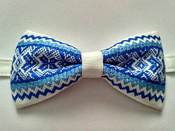 Краватка метелика Український стиль із синім блакитним національним орнаментом