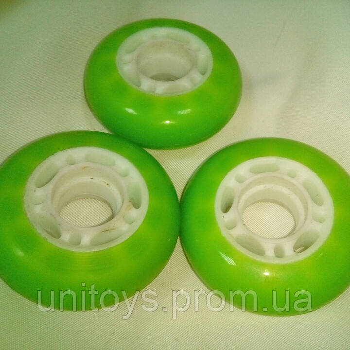 Колесо для роликов 64мм 80А ярко зелёное (салатовое), полиуретановое - фото 2 - id-p534917770