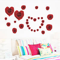 Интерьерная декоративная виниловая наклейка на стену Красные розы 9181