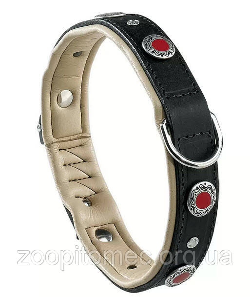 Шкіряний нашийник для собак з заклепками GIOTTO BLACK C 25/49, фото 1