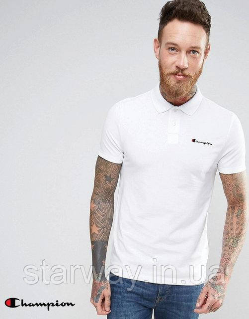 Футболка поло | біла теніска | champion logo