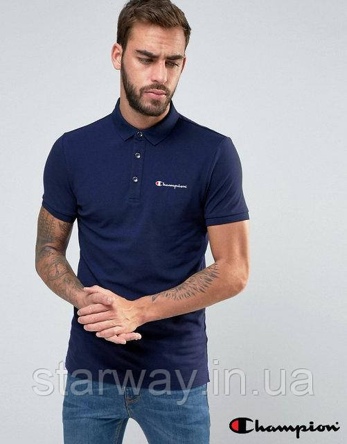 Футболка поло | темно синя теніска | champion logo