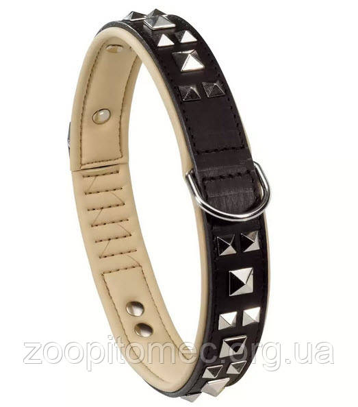 Шкіряний нашийник для собак з металевими аплікаціями GIOTTO LUXOR BLACK C 20/34