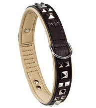 Шкіряний нашийник для собак з металевими аплікаціями GIOTTO LUXOR BLACK C 20/34