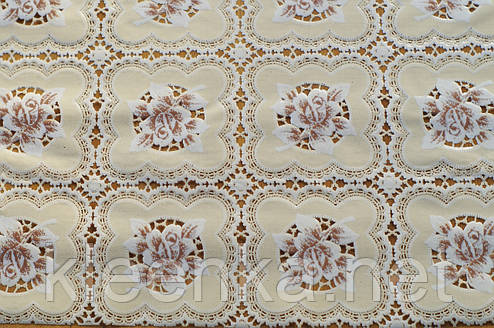 Скатертина цератова на стіл Ажур Лейс Троянди, фото 2