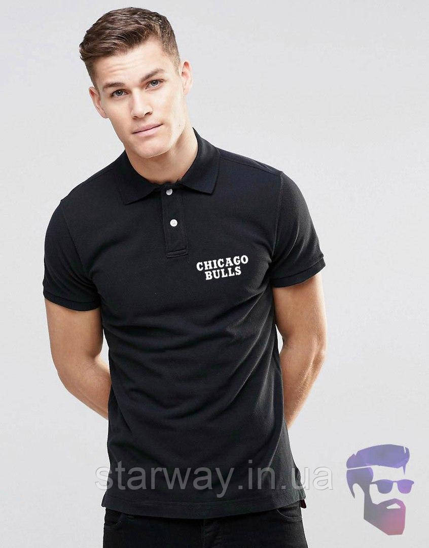 Футболка поло | чорна теніска | chicago bulls logo