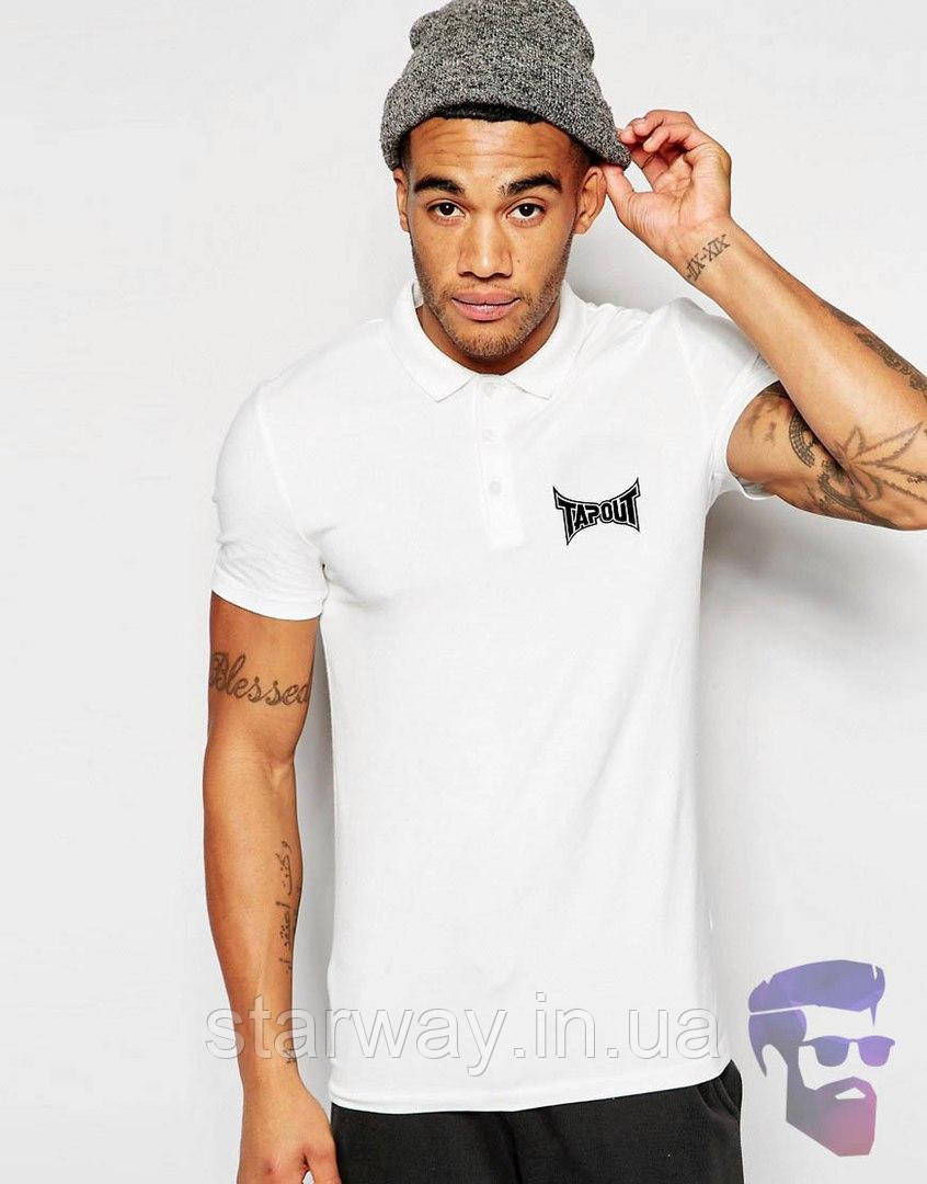 Футболка поло | біла теніска | tapout logo