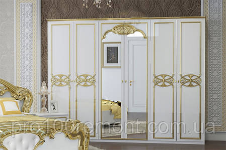 Шафа 6 дверей ЕВА глянець білий/золото від Міро-Марк, фото 2