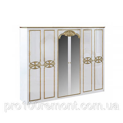 Шафа 6 дверей ЕВА глянець білий/золото від Міро-Марк