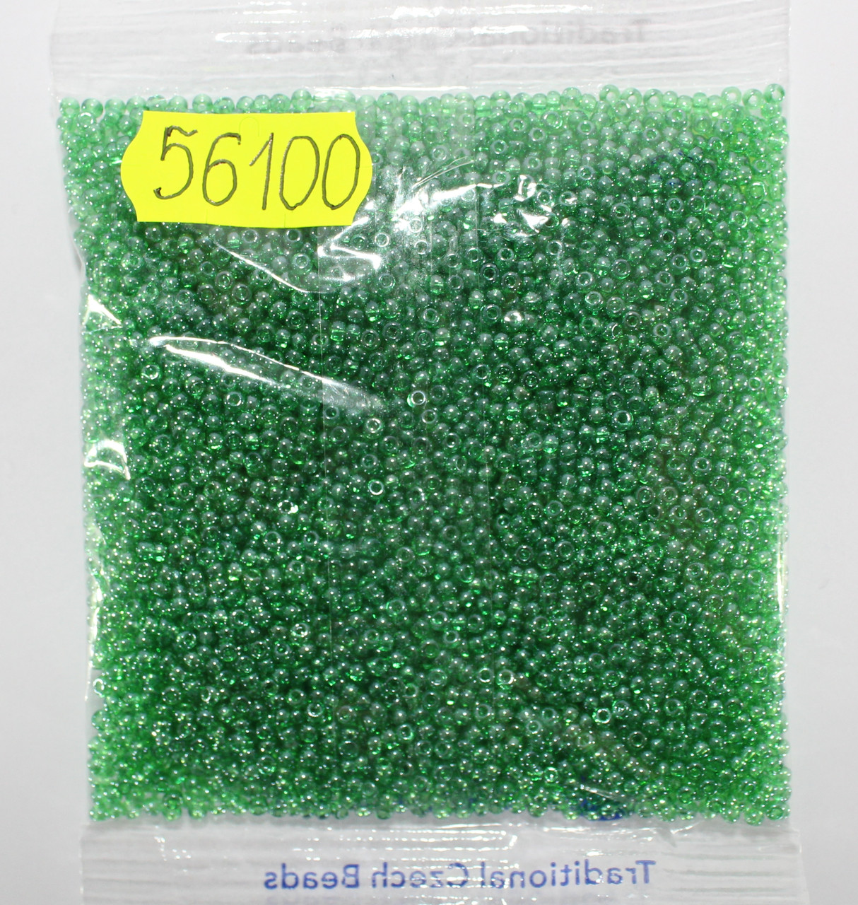 Бісер 10/0, No56100 зелений прозорий глянсовий (пач.50 грамів)