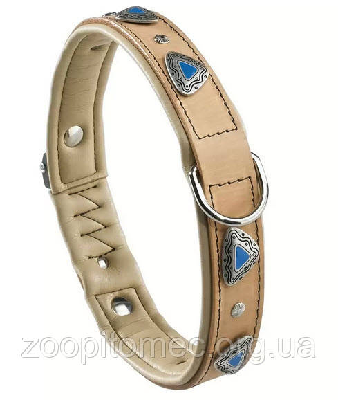 Шкіряний нашийник для собак з заклепками GIOTTO BEIGE C 20/39