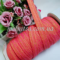 Резинка для повязок (эластичная тесьма), цвет т.розовый с золотом
