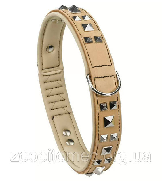 Шкіряний нашийник для собак з металевими аплікаціями GIOTTO LUXOR BEIGE C 25/44