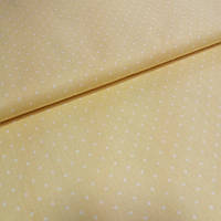 Тканина з дрібним білим горошком 2 мм на жовтому тлі, бавовна