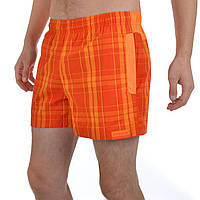 Пляжні шорти чоловічі Reebok Checked Swimming X17389 (помаранчеві, бавовна, можна плавати, з логотипом рібок)