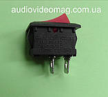 Міні перемикач кнопковий, клавішний, 250V 6A, 18.8 х 12.9 мм, червоний, фото 2