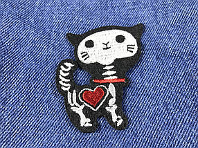 Нашивка кіт скелет 66х64 мм