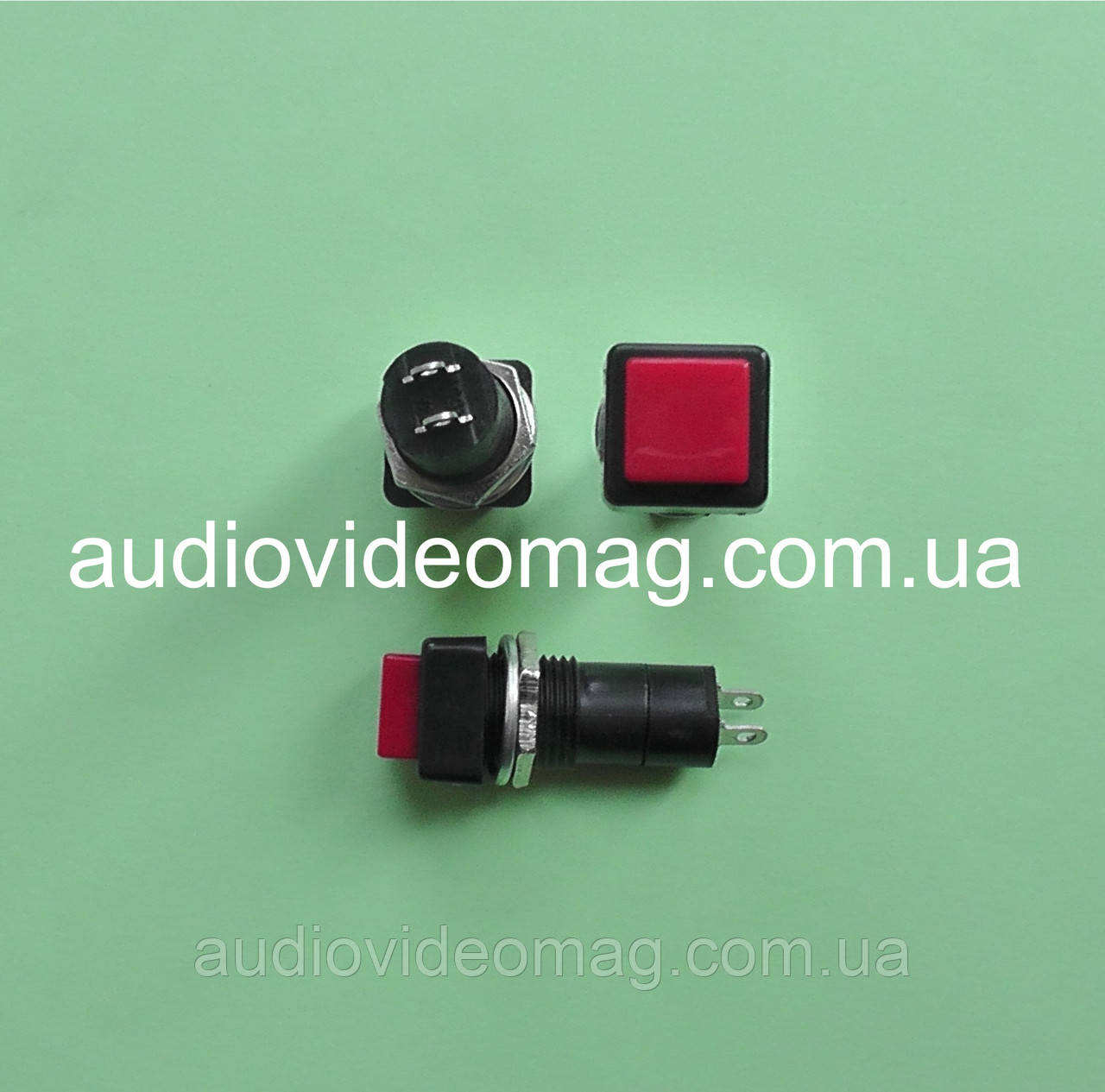 Кнопка без фіксації, 250V 3A, квадратна клавіша, колір червоний