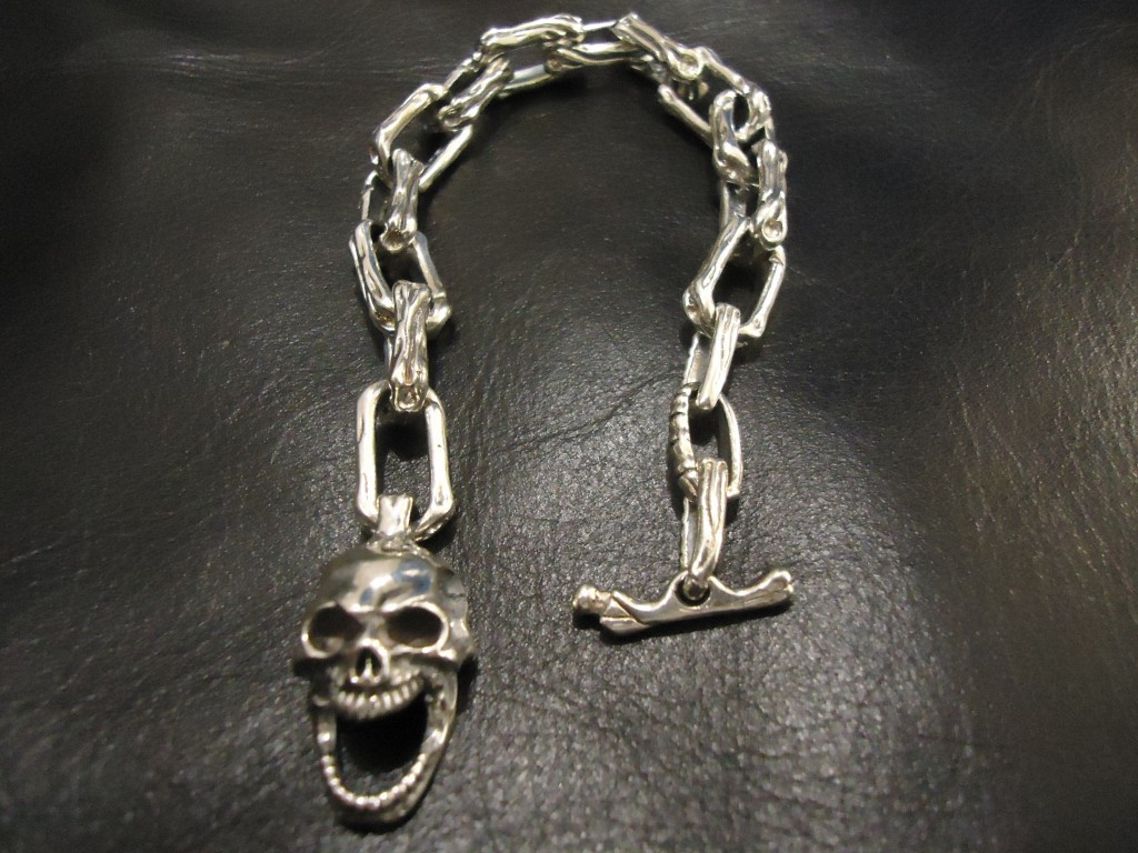 Мужской серебряный браслет байкерский Череп с костями 22,5 см 32 грамма - фото 6 - id-p535409899